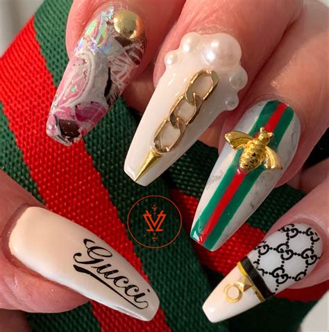 white Gucci nail designs